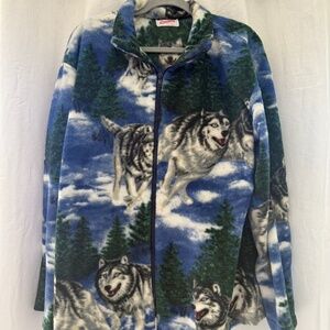 VINTAGE Wolf Fleece Jacket Zip up